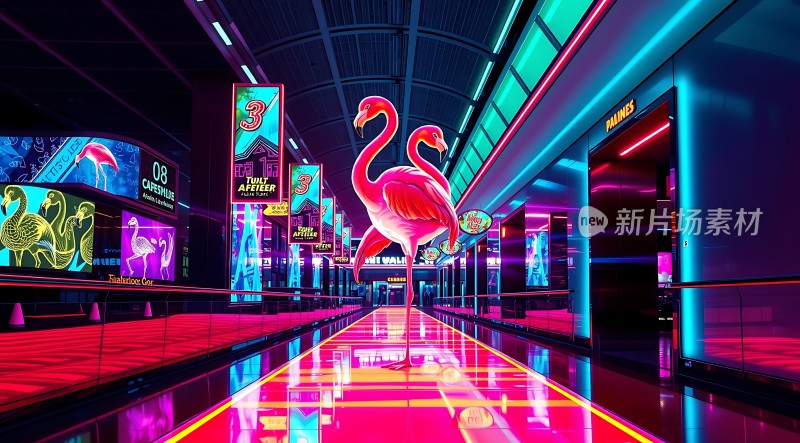 霓虹灯下的火烈鸟