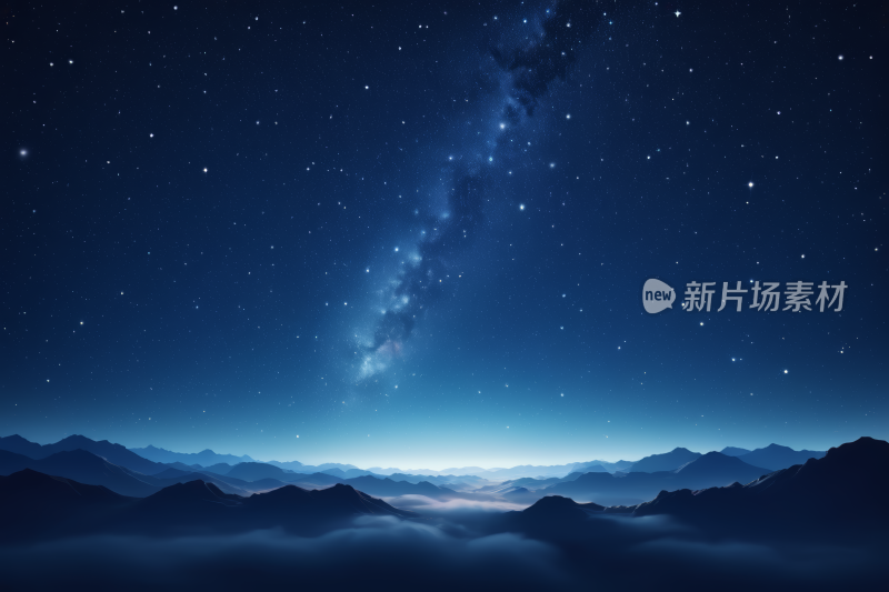 星空夜空有山脉和乳白色物体高清背景图片