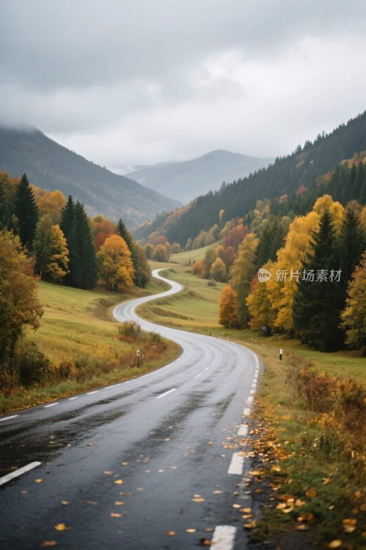 山间蜿蜒公路秋日景致