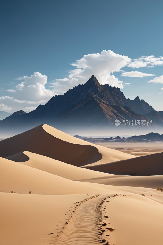 遥一座山的沙漠的景观高清风景图片