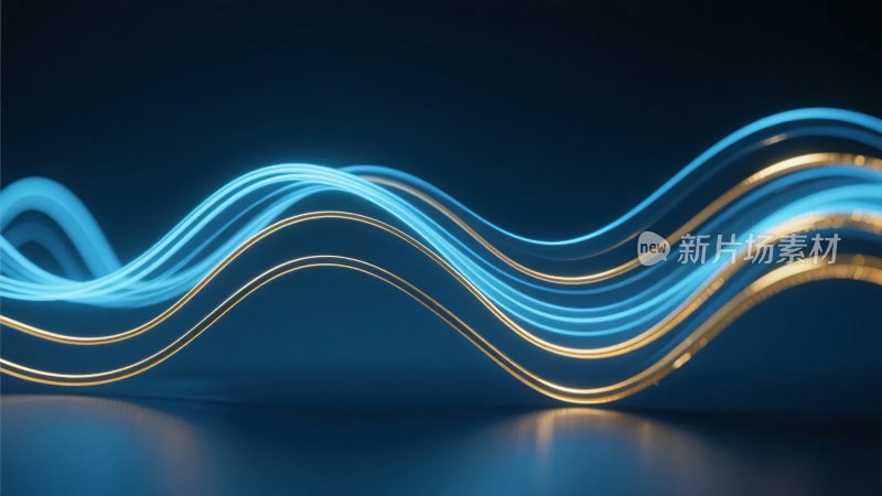 蓝金渐变流动光效线条图案