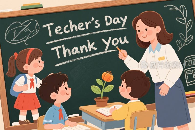 教师节教室插画