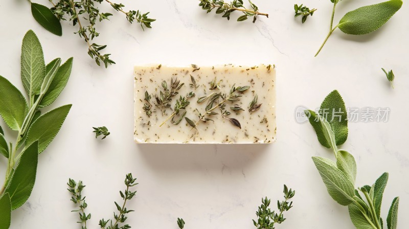 草本植物装饰的手工香皂