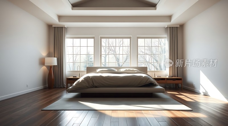 阳光洒满现代卧室简约风格温馨舒适