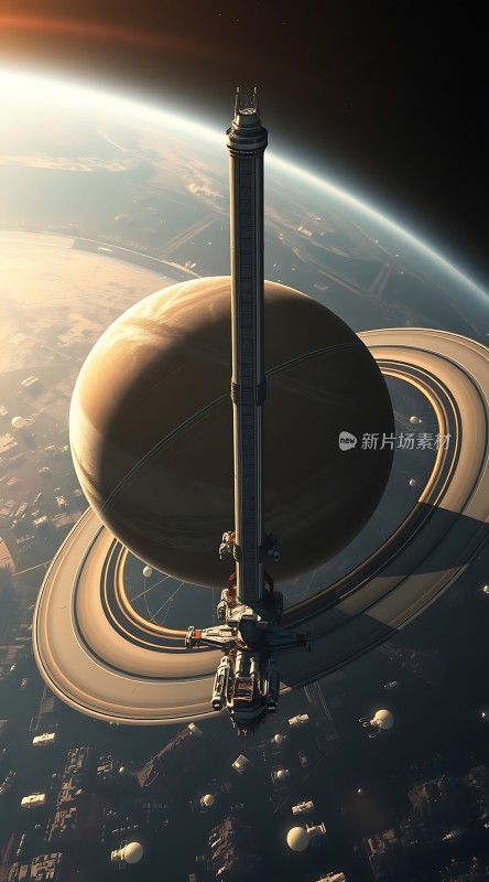 太空探索新篇章地球与土星环的壮丽画卷