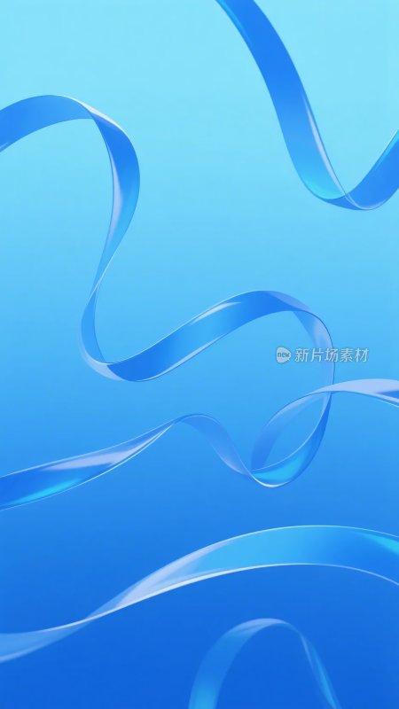 蓝色飘动丝带插画