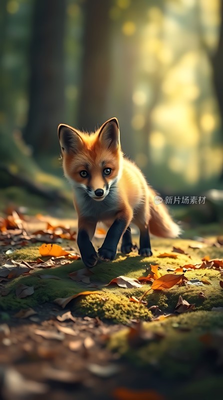 秋日森林中的小狐狸