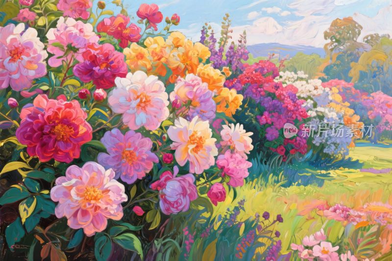 花卉风景油画插画