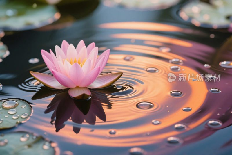 荷花水面波纹美景