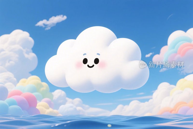 卡通笑脸云朵插画