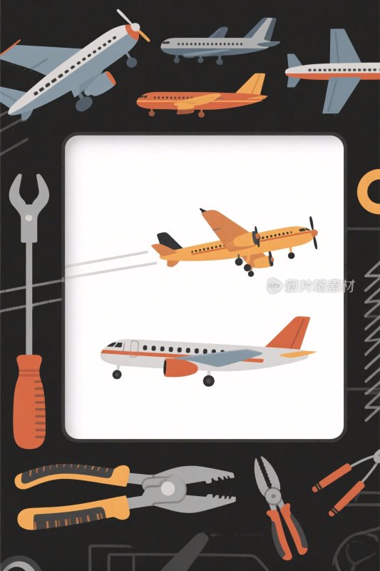 飞机维修工具插画