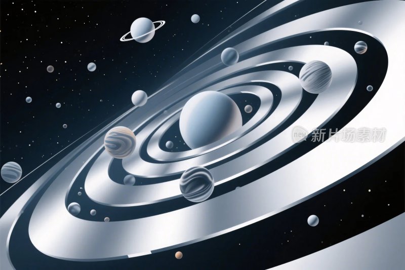 太阳系天体轨道插画