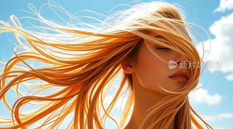 阳光下的金色长发