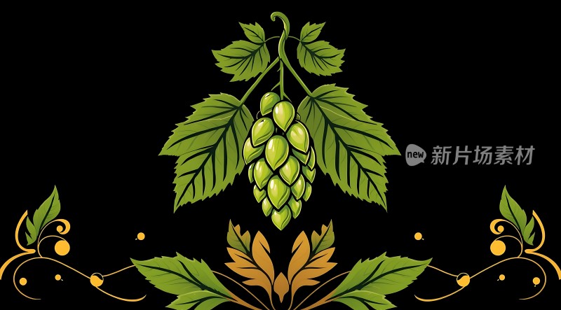 绿色啤酒花装饰图案