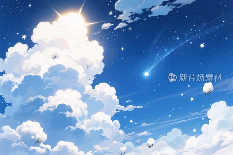 梦幻星空白云插画