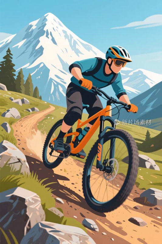 山地车骑行插画