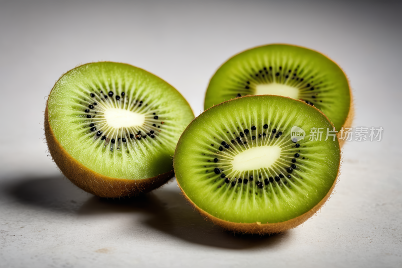 一张桌子上的三个猕猴桃高清图片