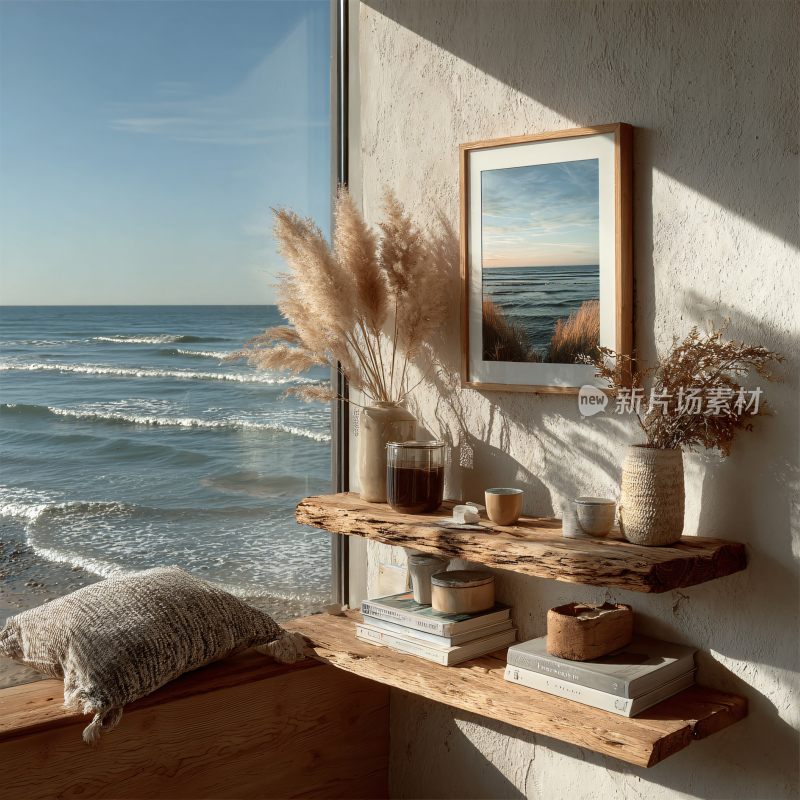 海景窗边的温馨木质装饰