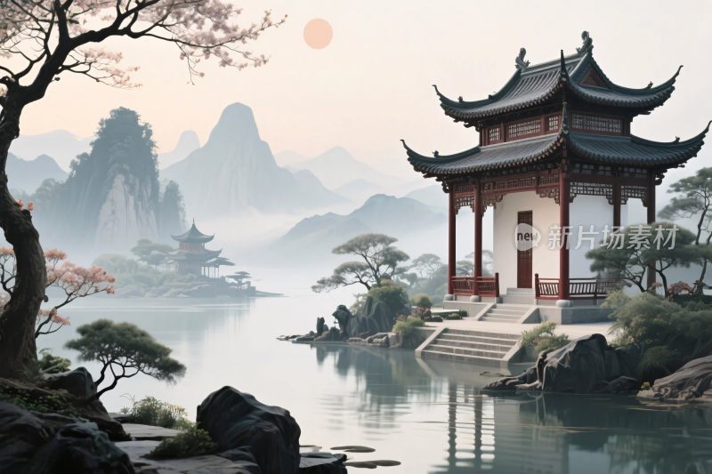 古风山水风景图