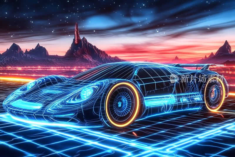 科幻风格的未来赛车场景