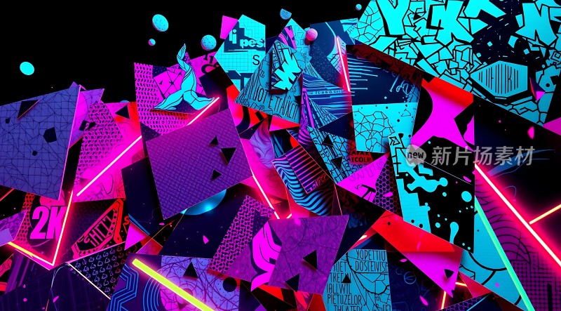 霓虹幻境几何与色彩的碰撞