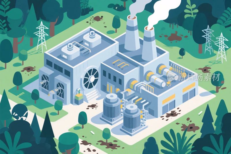 工业设施等距插画