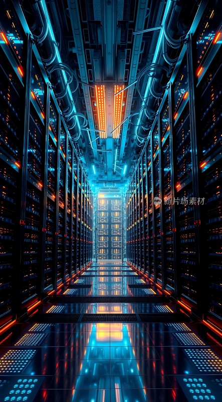 科技感数据中心未来主义服务器机房
