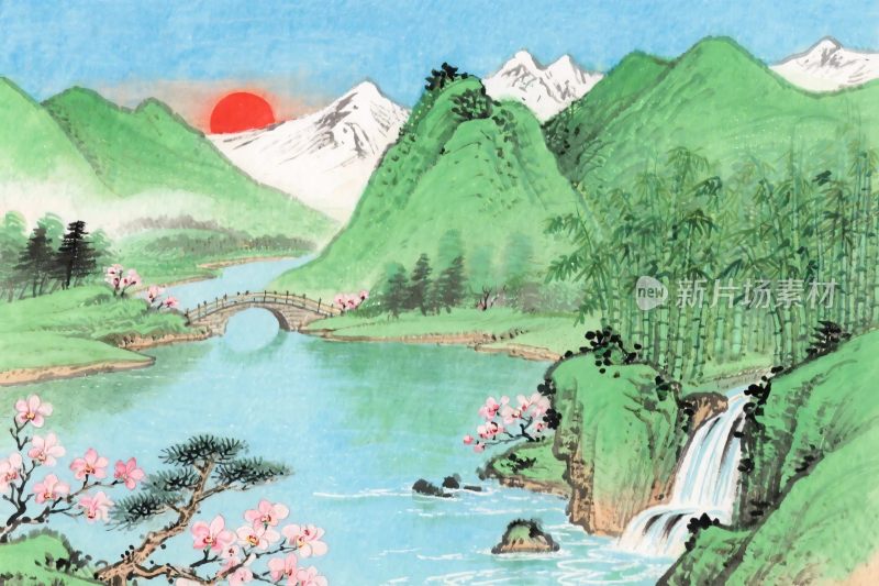 山水风景插画