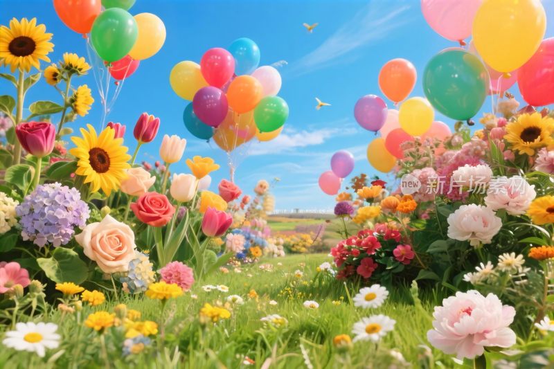 梦幻花卉气球场景