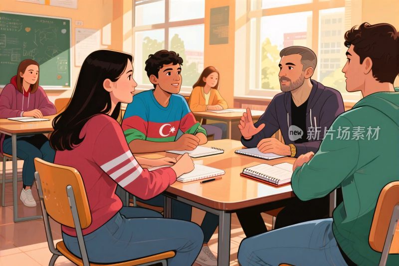 教室师生交流插画