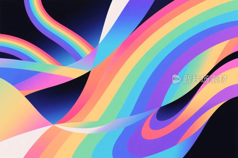 多彩线条渐变插画