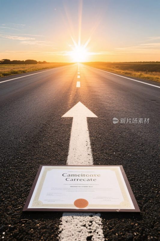 公路方向箭头与证书展示