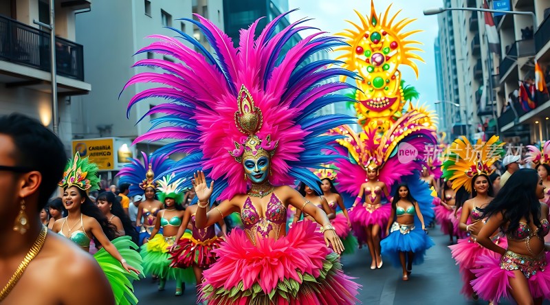 狂欢节上的绚丽舞者