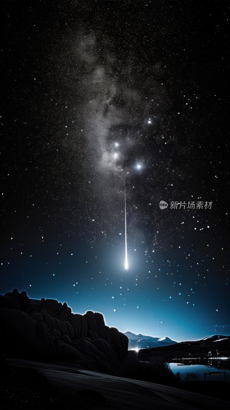 流星划过星空湖畔璀璨星河夜空背景壁纸