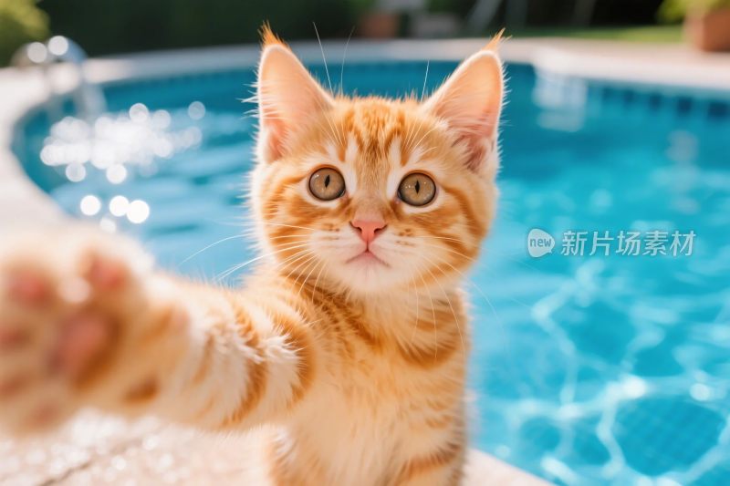 橘猫与泳池