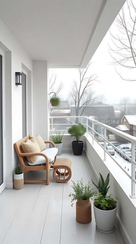 阳台绿意盎然舒适休闲空间