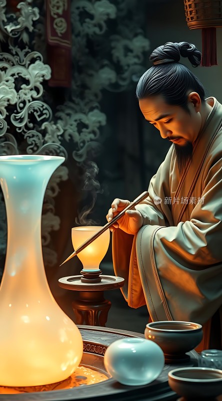 古风匠人巧夺天工精美瓷器闪耀光芒