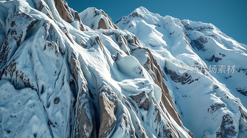 雪域雄峰冰封山脊巍峨壮观