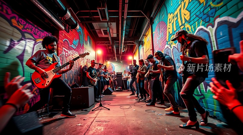 摇滚现场乐队激情演奏观众热情互动
