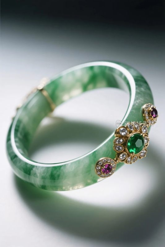 绿色宝石装饰玉镯