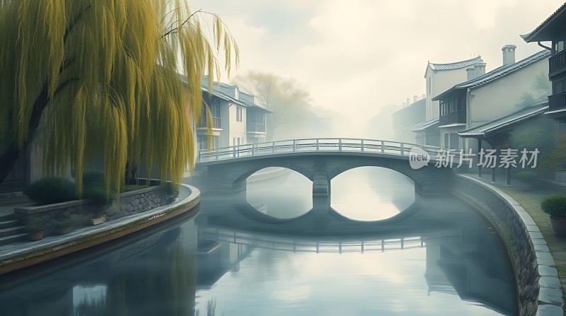 古桥柳影映水乡