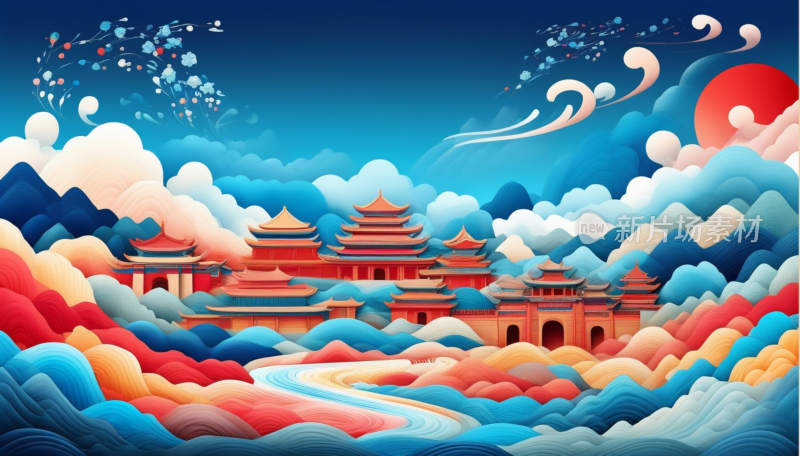 中国画山水画背景