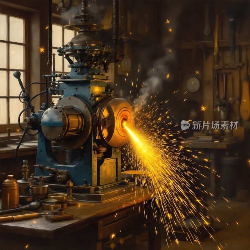 蒸汽机车间火花四溅