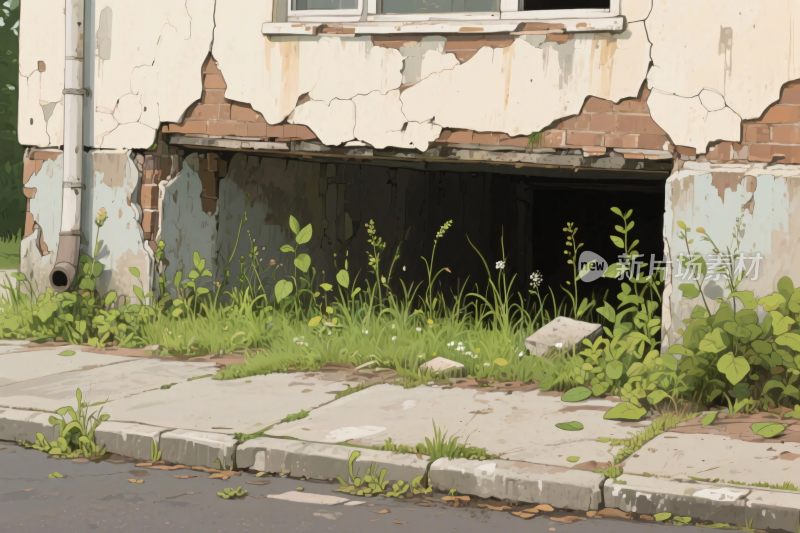 老旧破损建筑场景