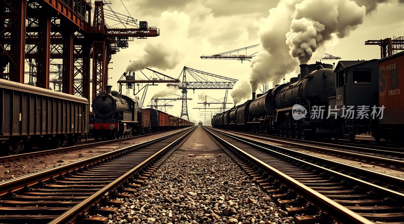 蒸汽火车与铁轨