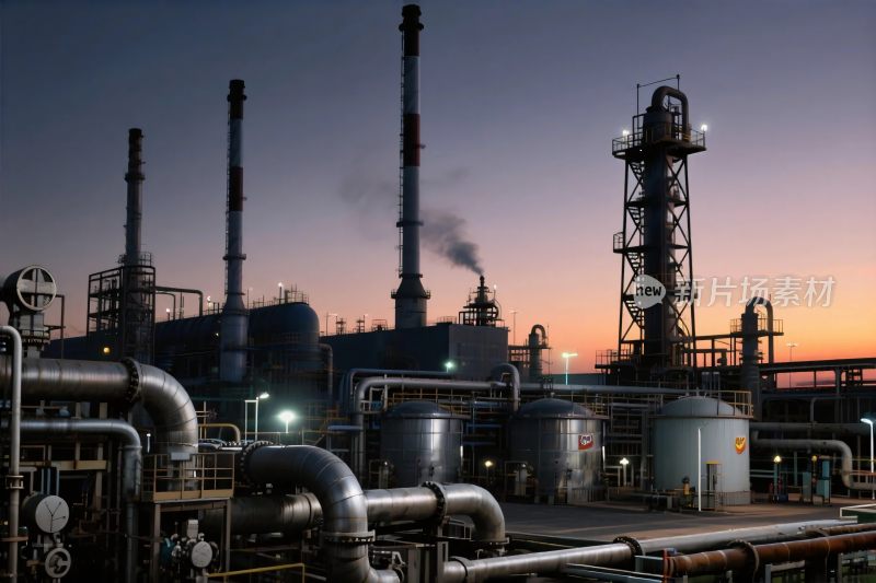 工业设施黄昏场景