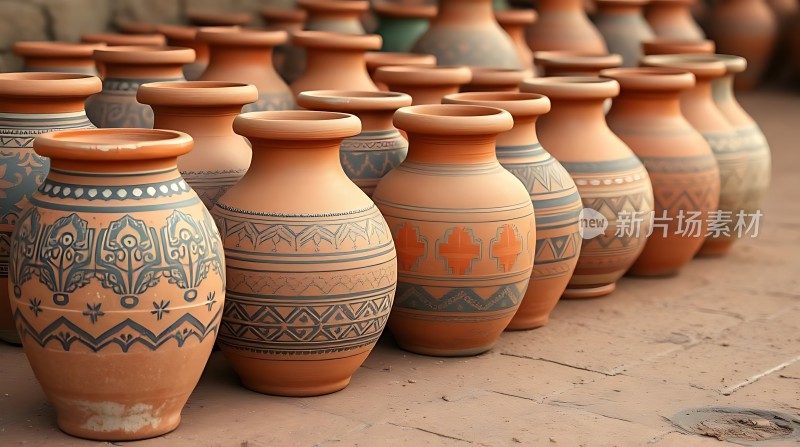 陶艺展示精美花瓶陈列