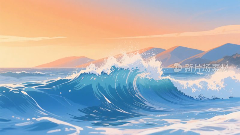 海浪翻涌的海边风景