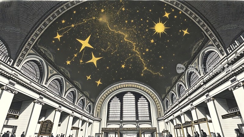 星空下的宏伟建筑