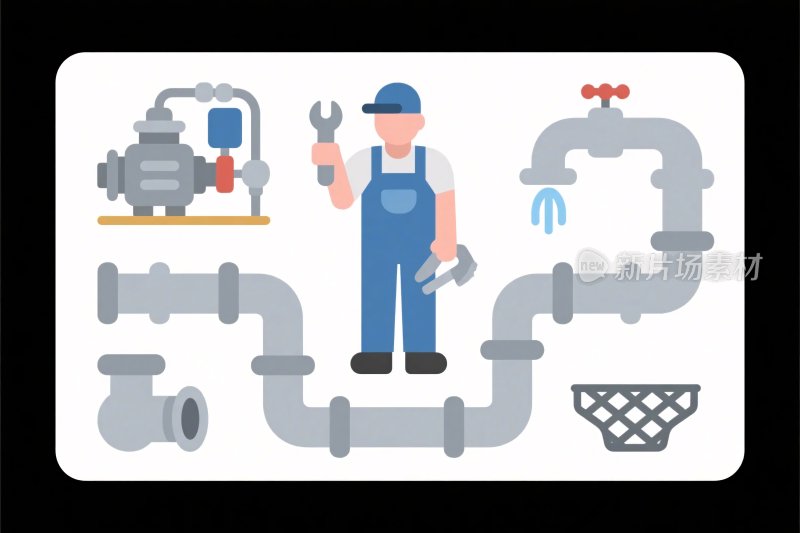 管道维修插画